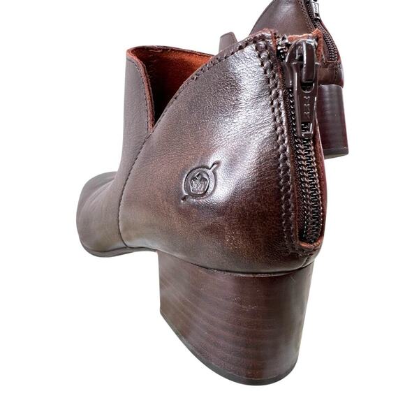 BORN Benna Leather Ankle Boot Back Zip in Dark Brown Women’s Size 7M - Picture 6 of 10